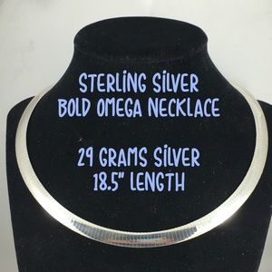 Sterling Silver Bold Omega Necklace